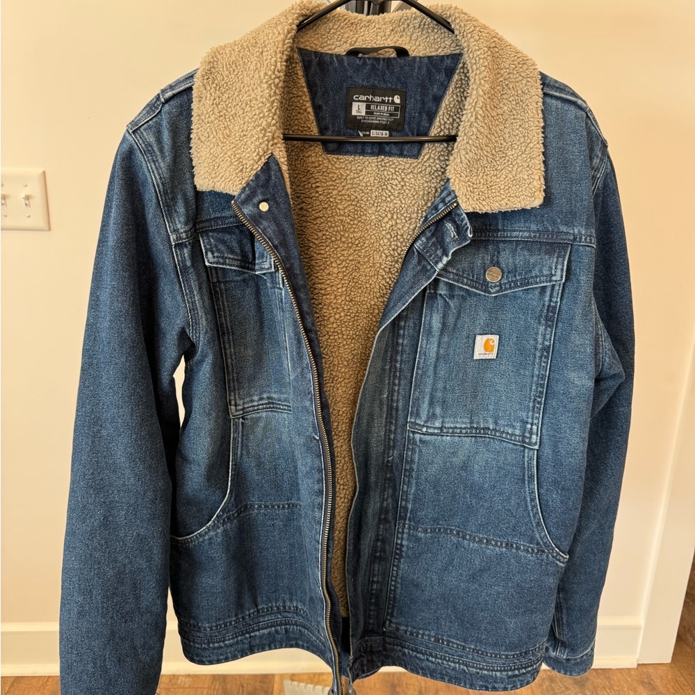 Carhartt Large Tall Men's Denim Jacket with Sherpa Lining